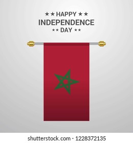 Morocco Independence day hanging flag background