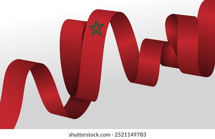 Morocco independence day template with Waving long morocco flag on white background. Morocco national background design