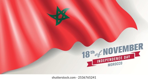 Cópia arquivada em 15 de julho de 2012 "Morocco independent day vetor banner, greeting card" . Bandeira ondulada marroquina em 18 de novembro projeto horizontal do feriado patriótico nacional