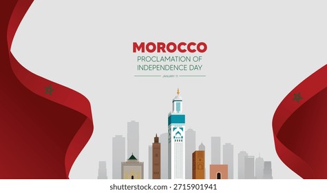Morocco independence proclamation day poster showcasing national identity architecture pride