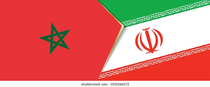 Morocco and Iran flags, two vector flags symbol of relationship or confrontation.