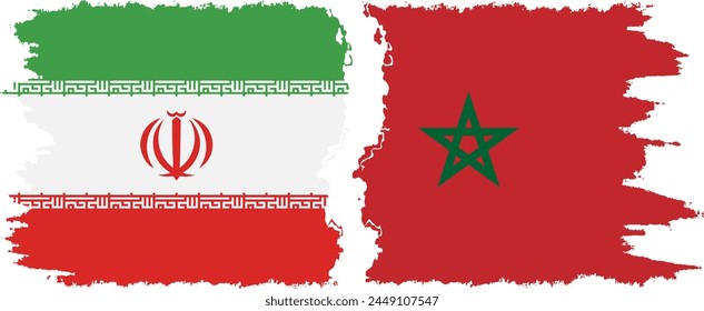 Marruecos e Irán grunge banderas conexión, Vector