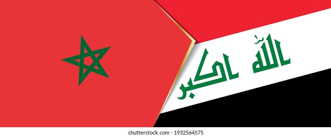 Morocco and Iraq flags, two vector flags symbol of relationship or confrontation.