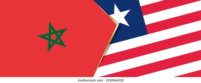 Banderas de Marruecos y Liberia, dos banderas vectoriales símbolo de relación o enfrentamiento.