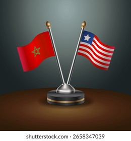 Tabela de Marrocos e Libéria sinaliza relação com plano de fundo gradiente. Ilustração de vetor
