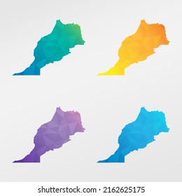 Morocco Low Poly Map Clip Art Design. Geometric Polygon Graphic National Icon. Vector Illustration Symbol.
