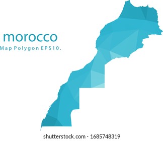Morocco Map Abstract geometric rumpled triangular low poly style gradient graphic on white background