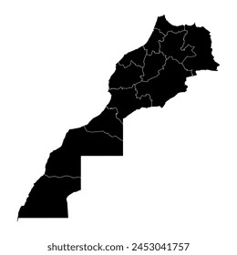 Mapa de Marruecos con divisiones administrativas. Ilustración vectorial.