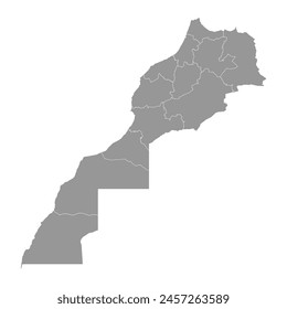 Mapa de Marruecos con divisiones administrativas. Ilustración vectorial.