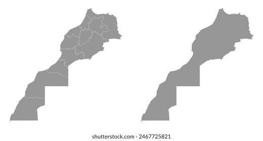 Mapa de Marruecos con divisiones administrativas. Ilustración vectorial.
