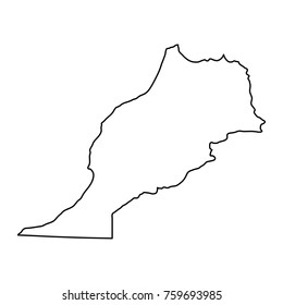 Morocco map of black contour curves on white background of vector illustration