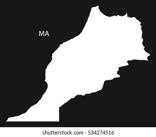 Morocco Map black and white illustration