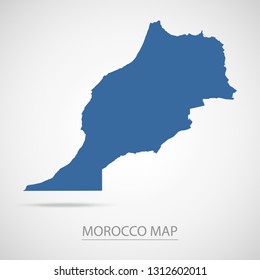 Morocco map. Blue Morocco map and Country name . Vector map on gray background.