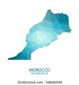 Morocco map - blue geometric rumpled triangular low poly style gradient graphic background , polygonal design for your . Vector illustration eps 10.