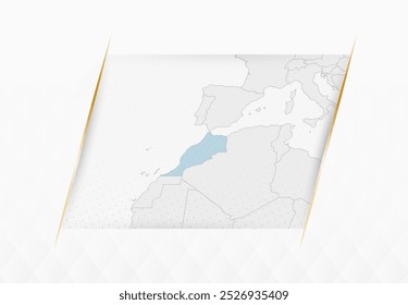 Mapa do Marrocos em azul com sotaques dourados emoldurados. Mapa Vetorial do Marrocos. Ilustração de vetor.