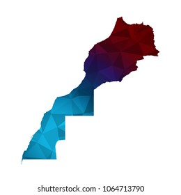 Morocco map - Colorful Polygonal map of Morocco rumpled triangular low poly style gradient graphic background , Vector illustration eps 10.