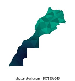 Morocco map - Colorful Polygonal map of Morocco rumpled triangular low poly style gradient graphic background , Vector illustration eps 10.