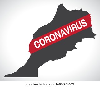 Morocco map with Coronavirus warning illustration