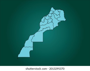 Morocco map cyan Color on Green Backgound