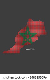 Morocco map design flag square, black background.