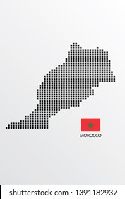 Morocco map design square with flag Morocco. 