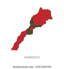 Morocco map and flag. Detailed silhouette vector illustration