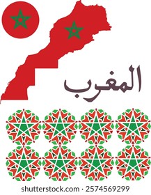 MOROCCO MAP,  FLAG, AND STARE