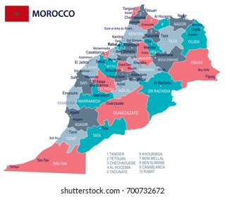Morocco map and flag - vector illustration