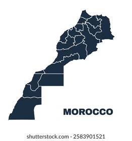 Morocco map flat border outline vector