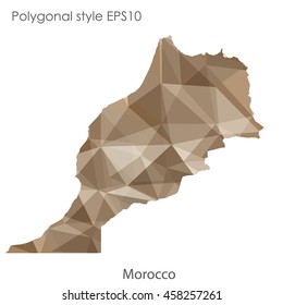 Morocco map in geometric polygonal,mosaic style. Abstract gems triangle,modern design background. Vector illustration EPS10