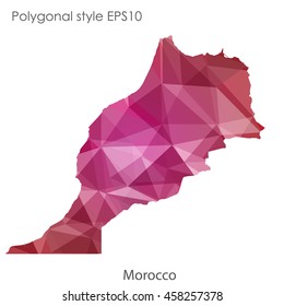 Morocco map in geometric polygonal,mosaic style.Abstract gems triangle,modern design background. Vector illustration EPS10