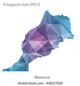 Morocco map in geometric polygonal,mosaic style.Abstract gems triangle,modern design background. Vector illustration EPS10