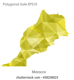 Morocco map in geometric polygonal,mosaic style.Abstract gems triangle,modern design background. Vector illustration EPS10