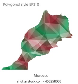 Morocco map in geometric polygonal,mosaic style.Abstract gems triangle,modern design background. Vector illustration EPS10