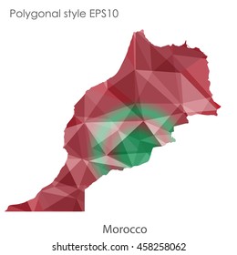 Morocco map in geometric polygonal,mosaic style.Abstract gems triangle,modern design background. Vector illustration EPS10