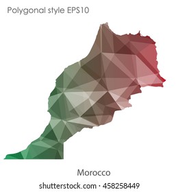 Morocco map in geometric polygonal,mosaic style.Abstract gems triangle,modern design background. Vector illustration EPS10