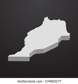 Morocco map in gray on a black background 3d