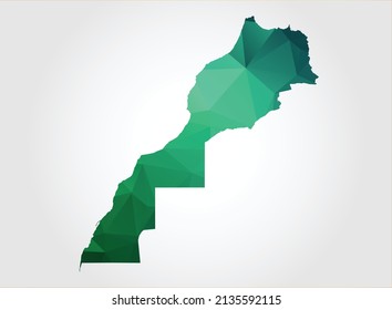 Morocco Map Green Color on white background polygonal