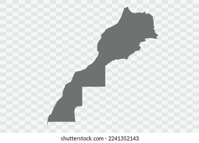 Morocco Map grey Color on White no demarcation line Background  Png