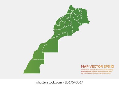 Morocco map High Detailed green color. on white background. Abstract design vector illustration eps 10