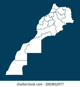 Mapa de Marruecos Alto detallado sobre el fondo verde. color blanco. Resumen de la ilustración vectorial de diseño eps 10
