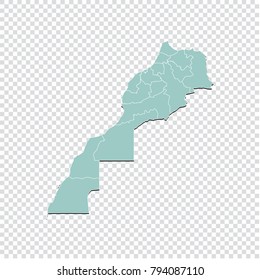 Morocco map - High detailed pastel color map of Morocco. Morocco map isolated on transparent background. Vector illustration eps 10.