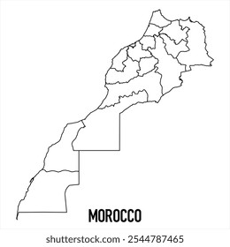 morocco map icon isolated on white background. Outline map. Simple line icon. Vector illustration