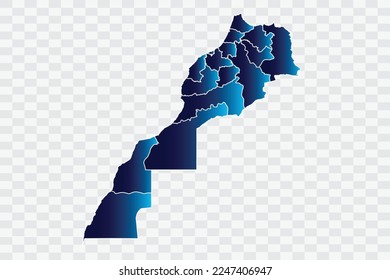 Morocco Map indigo Color on White Background quality files png