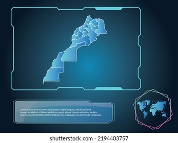 Morocco Map infographic technology blue Color element collection background
