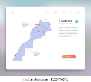 Morocco map infographics vector template with cities, capital Rabat and pointer marks.