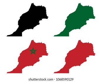 Morocco map with national flag decoration