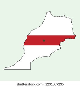 Morocco map with national flag decoration