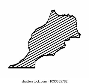 Morocco map outline graphic freehand drawing on white background. Vector illustration.