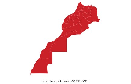 Morocco Map Red Color